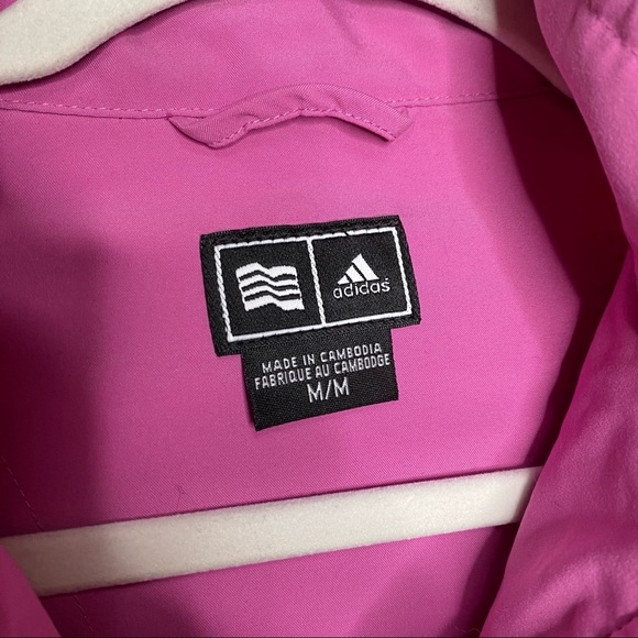 Adidas ClimaProof Pullover 1/4 Zip Pinkish Purple 3 Stripe Jacket Size Medium - Picture 7 of 8
